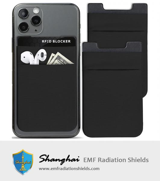 RFID Blocking Adhesive Phone Pocket Wallet Fits Most of Phones and Cases, Holds Credit Cards, Cash, Driving License, Earphones